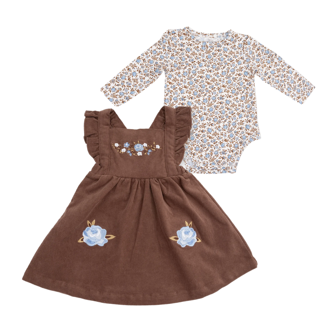 Pinafore Dress + Bodysuit Set - Hazel Floral