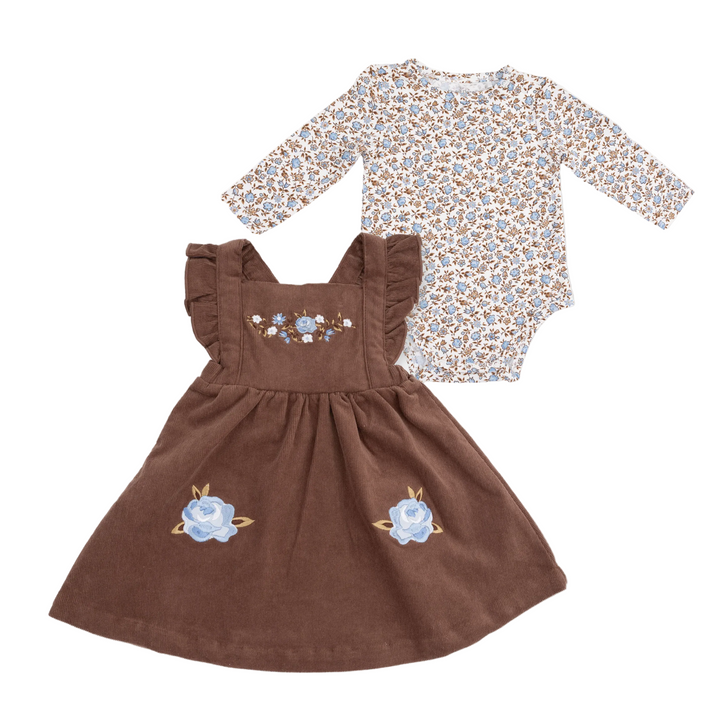 Pinafore Dress + Bodysuit Set - Hazel Floral