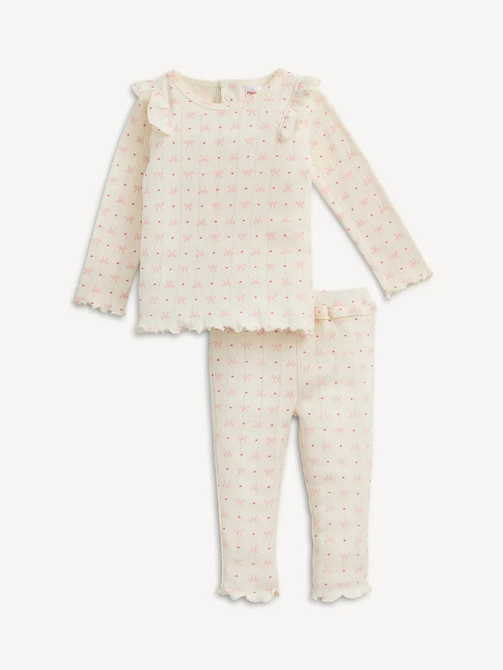 Heart & Bow Pointelle PJ Set