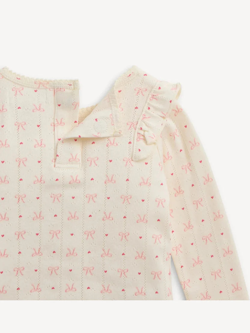 Heart & Bow Pointelle PJ Set