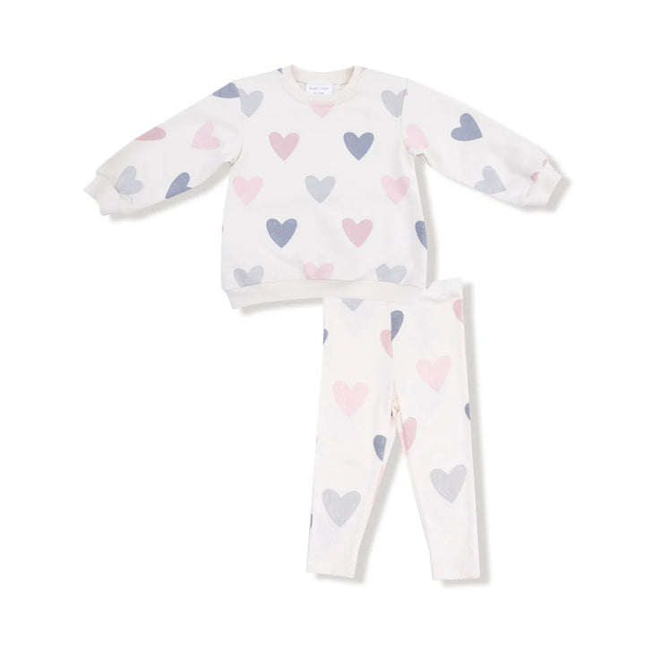 Hearts French Terry Puffy L/S Oversize Sweatshirt + Leggings