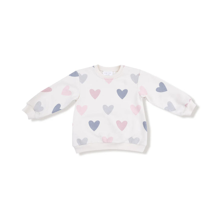 Hearts French Terry Puffy L/S Oversize Sweatshirt + Leggings