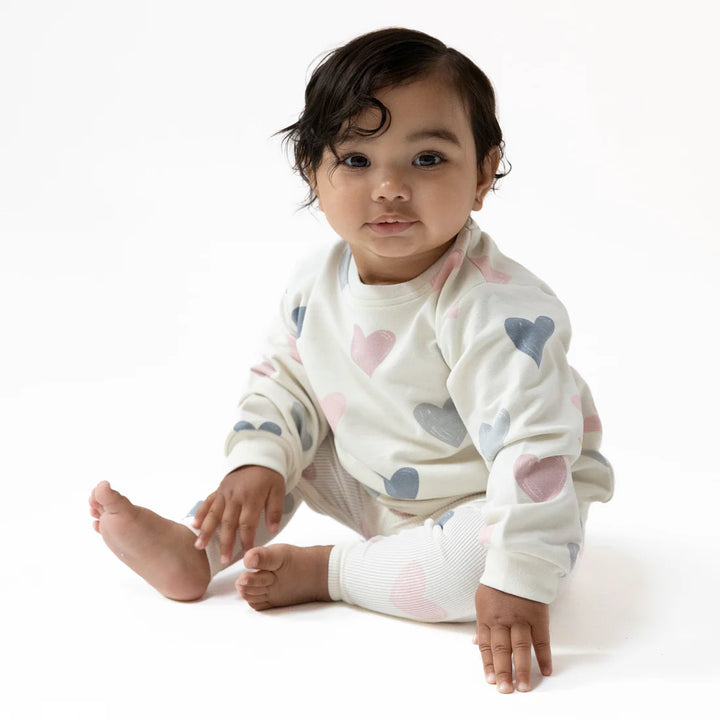 Hearts French Terry Puffy L/S Oversize Sweatshirt + Leggings