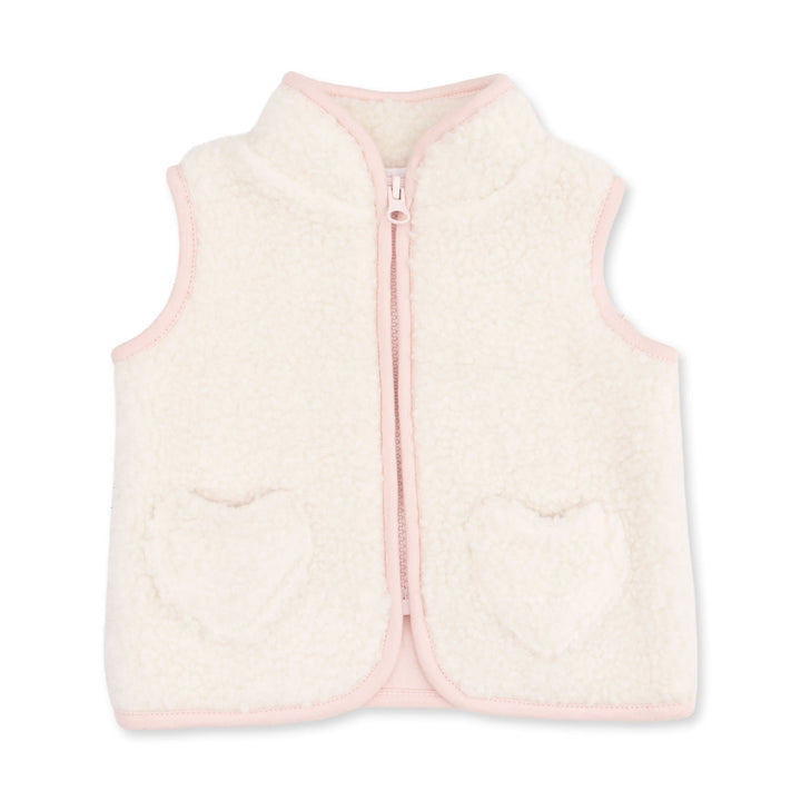 Sherpa Zip Vest - Pink w/ Heart Pockets