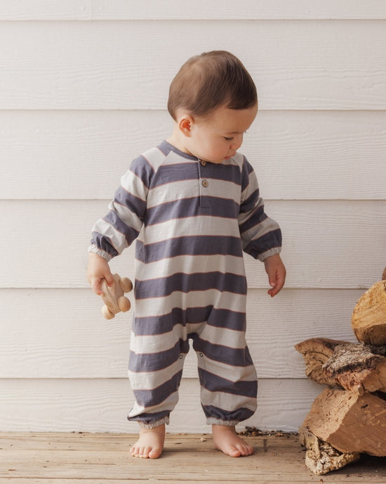 Henley Jumpsuit - Sage Stripe