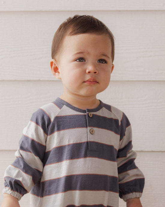 Henley Jumpsuit - Sage Stripe