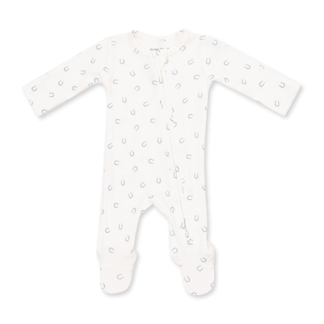2-Way Zipper Footie - Little Horseshoes Blue