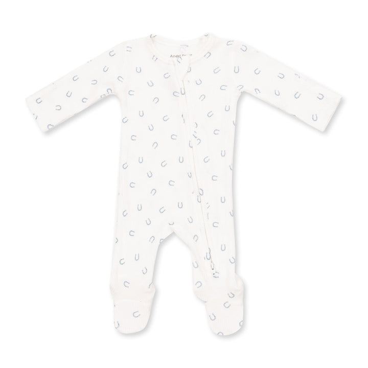 2-Way Zipper Footie - Little Horseshoes Blue