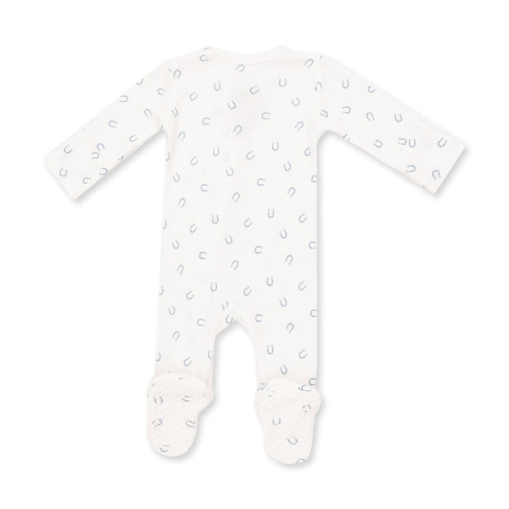 2-Way Zipper Footie - Little Horseshoes Blue