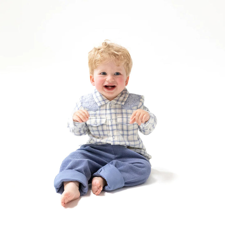 Blue Plaid Howdy L/S Western Pearl Snap Shirt