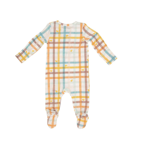 Plaid With Chicks Zipper Footie
