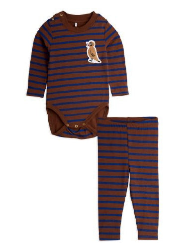 Brown Stripe Bird Patch Baby Set