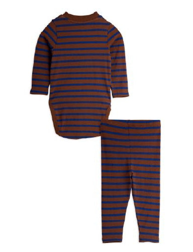 Brown Stripe Bird Patch Baby Set