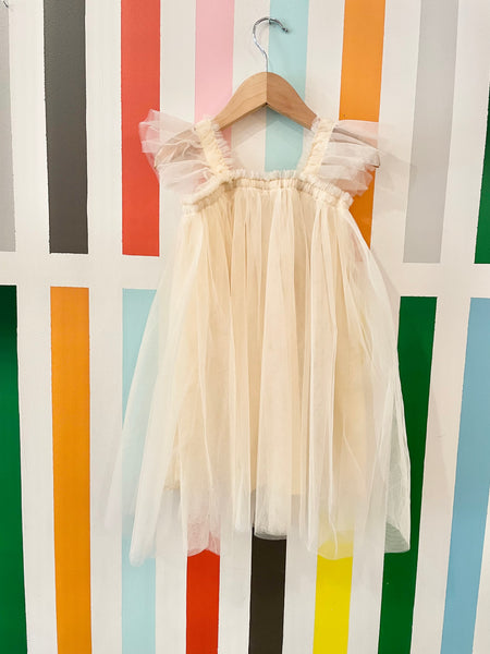 Cream Flower Tulle Dress