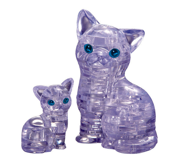 Clear Cat + Kitten Crystal Puzzle