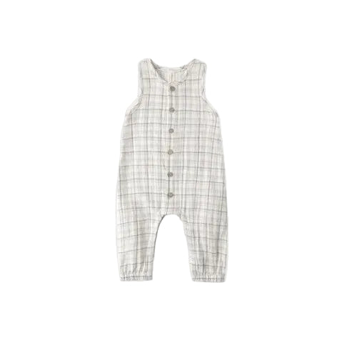 Blue Plaid Woven Jumpsuit