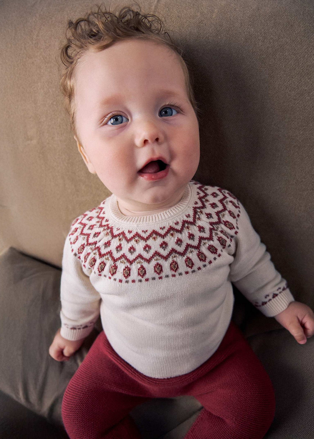 Knit Cotton Sweater Set- Red