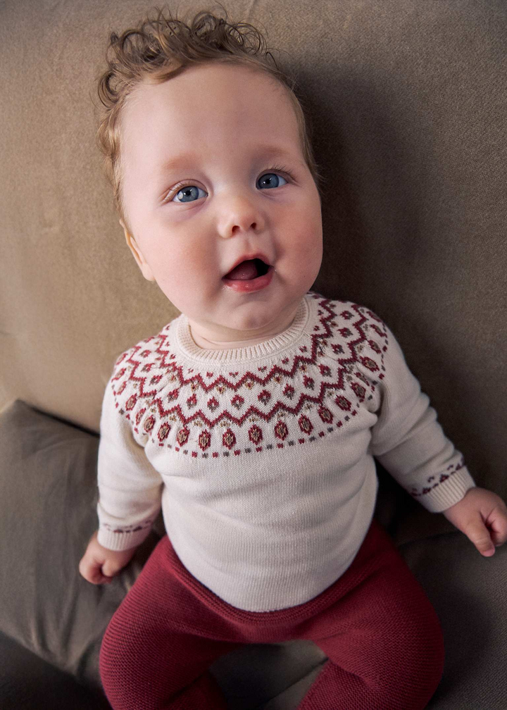 Knit Cotton Sweater Set- Red