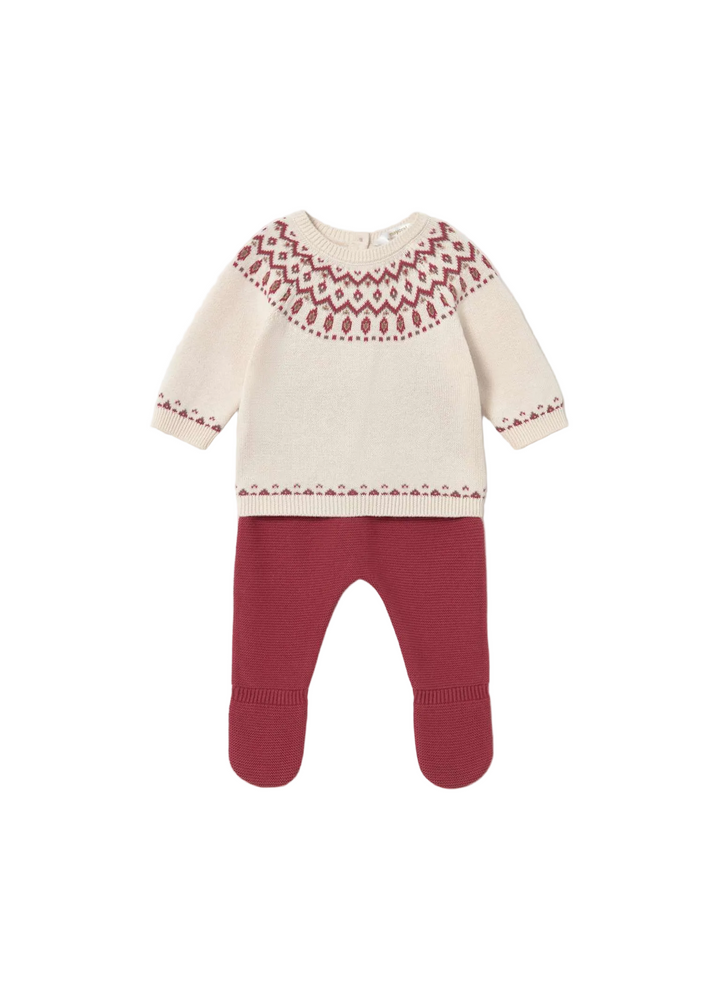 Knit Cotton Sweater Set- Red