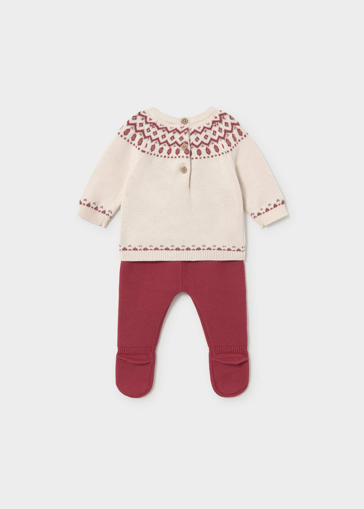 Knit Cotton Sweater Set- Red