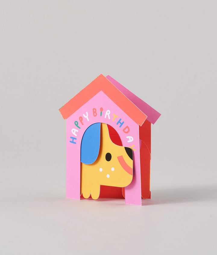 Dog in House Fold Out Birthday Card