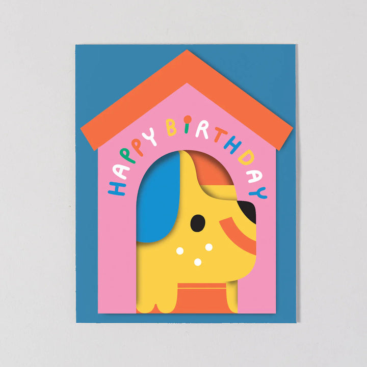 Dog in House Fold Out Birthday Card