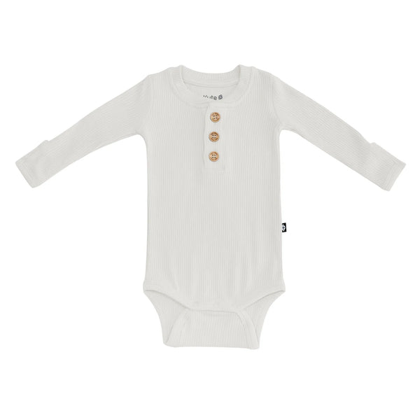 Oat Ribbed L/S Henley Bodysuit