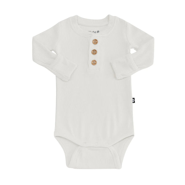 Oat Ribbed L/S Henley Bodysuit