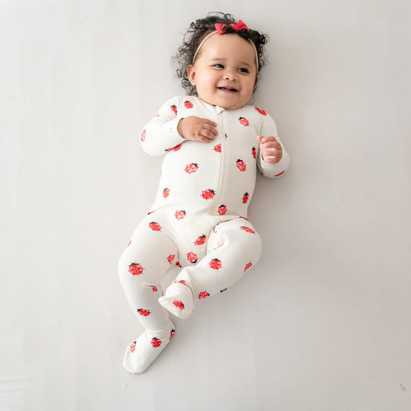 Love Bug Zipper Footed Romper -