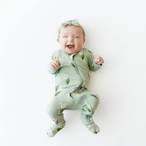 Thyme Lily Zipper Footed Romper -