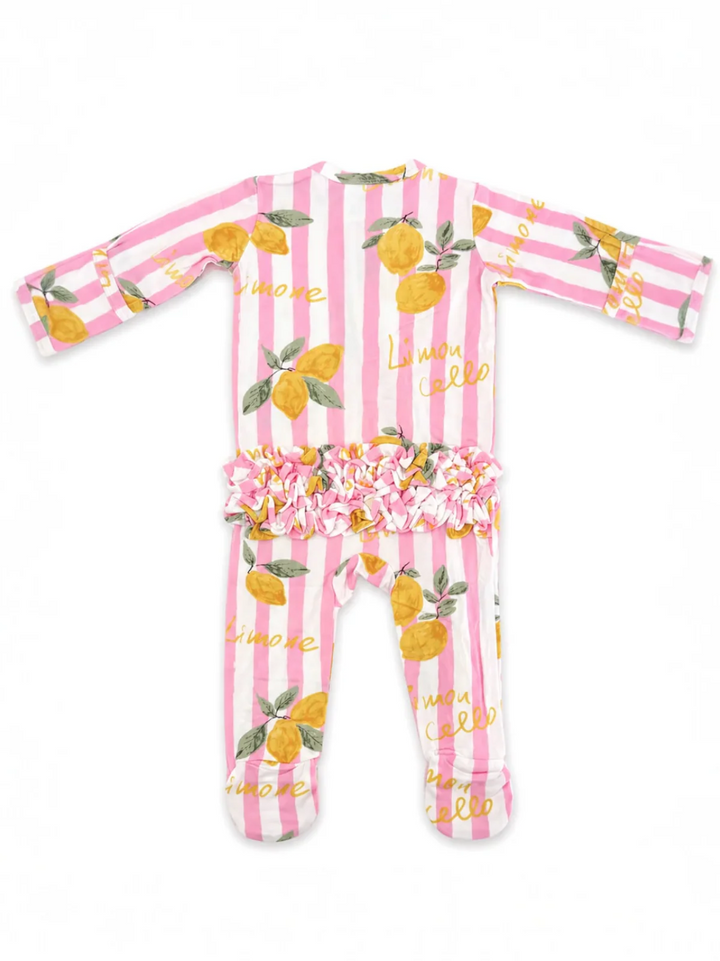 2-Way Zip Ruffle Footie - Lemon Amore