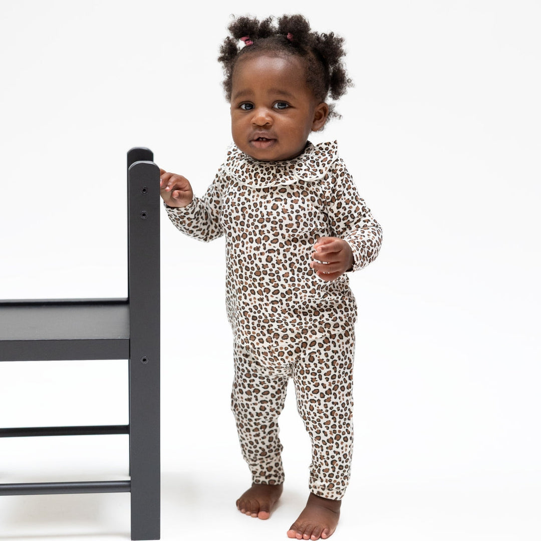 Ruffle Top + Pant Set - Leopard Rib