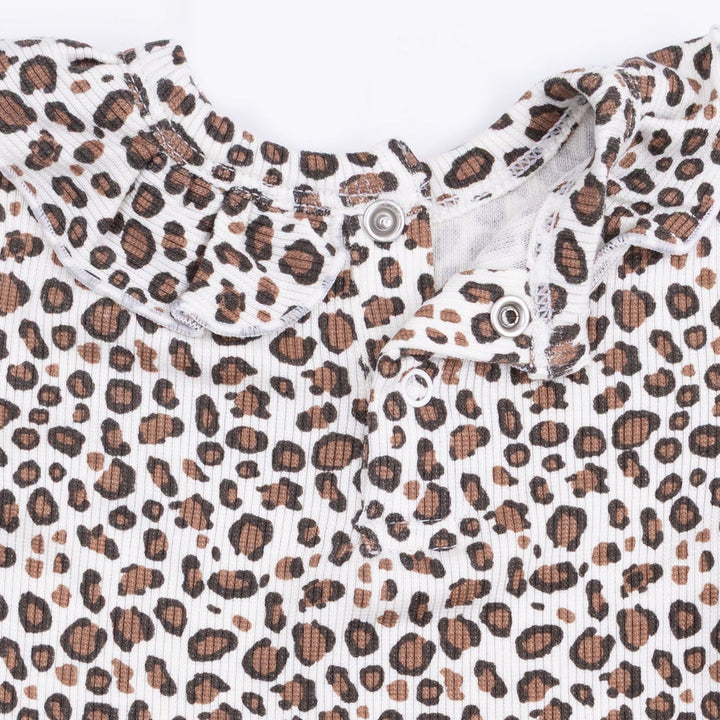 Ruffle Top + Pant Set - Leopard Rib