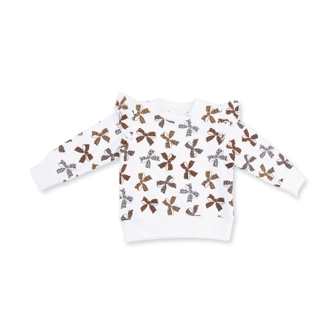 French Terry Ruffle Sweatshirt - Brown Leopard