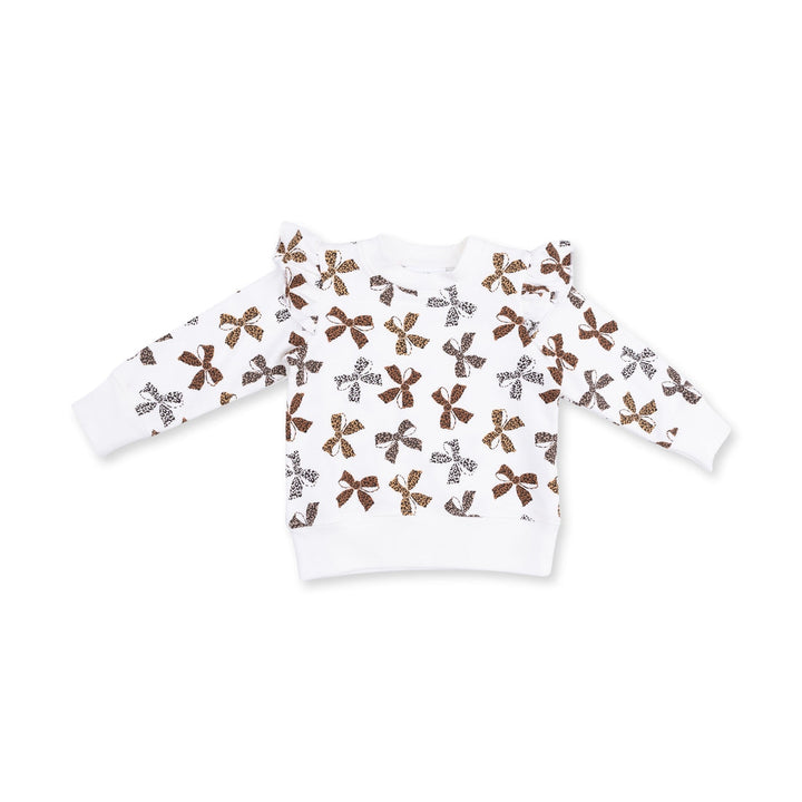 French Terry Ruffle Sweatshirt - Brown Leopard