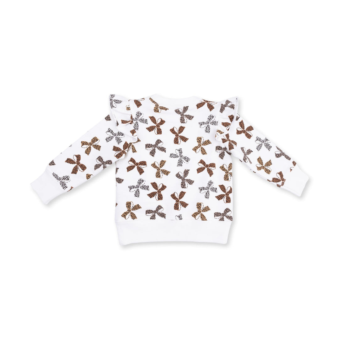 French Terry Ruffle Sweatshirt - Brown Leopard
