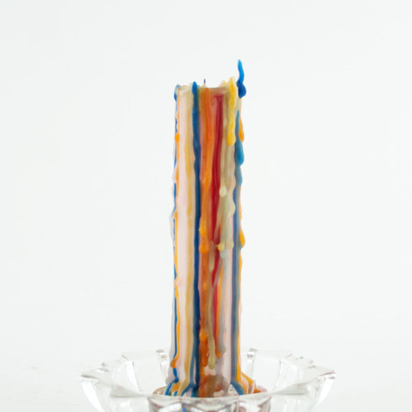 Multi Color Drip Tape Candle Set of 2