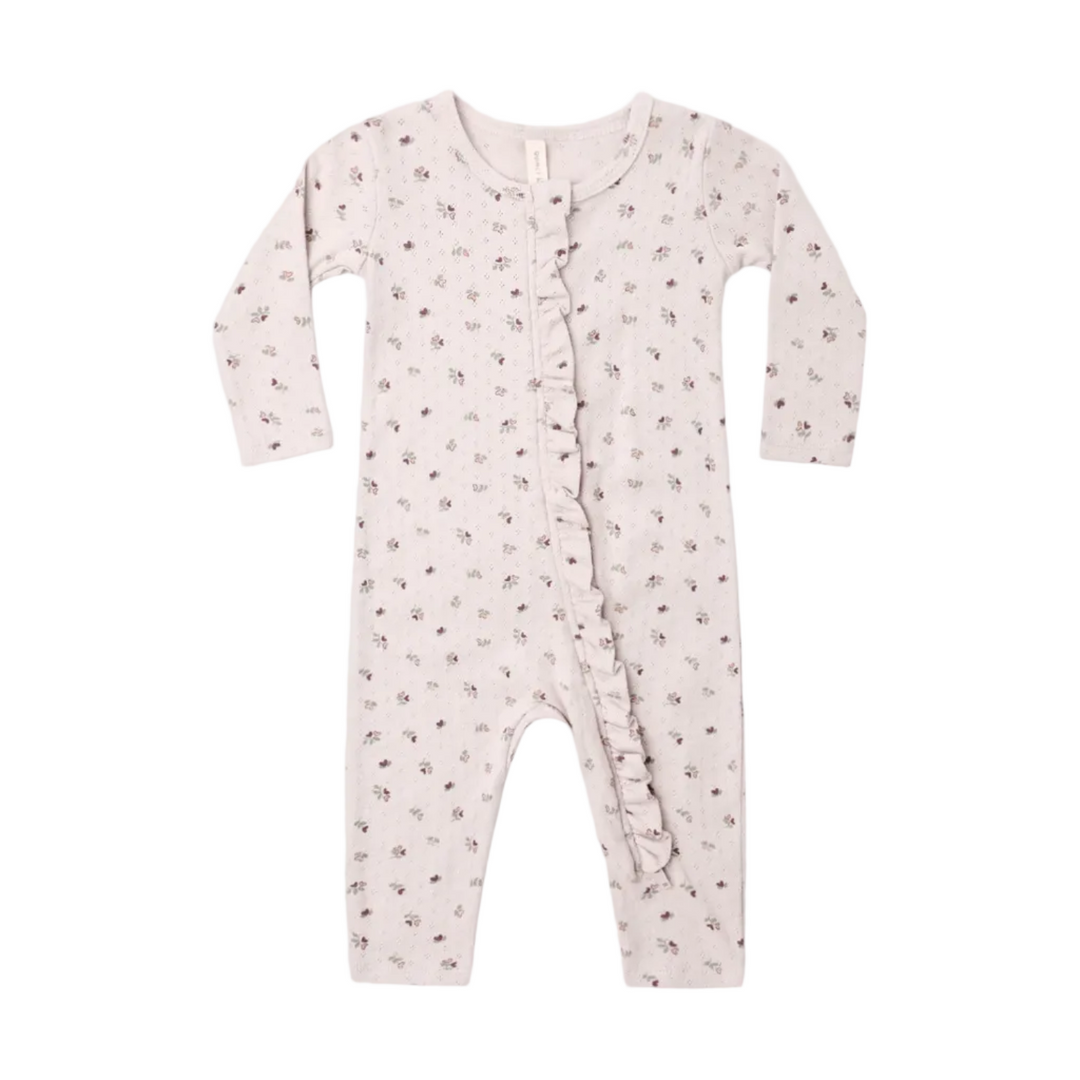 Ruffle Jumpsuit - Lilac Ditsy Heart