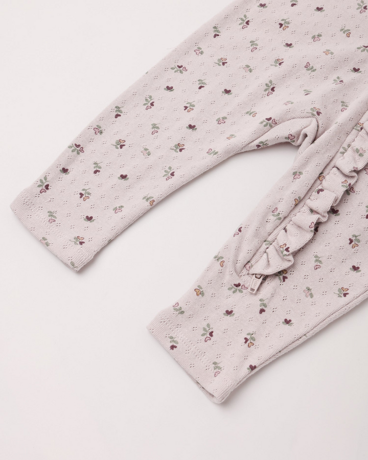 Ruffle Jumpsuit - Lilac Ditsy Heart