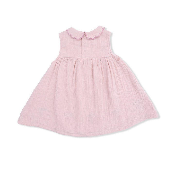 Solid Muslin Lotus Petal Collar Dress + Bloomer
