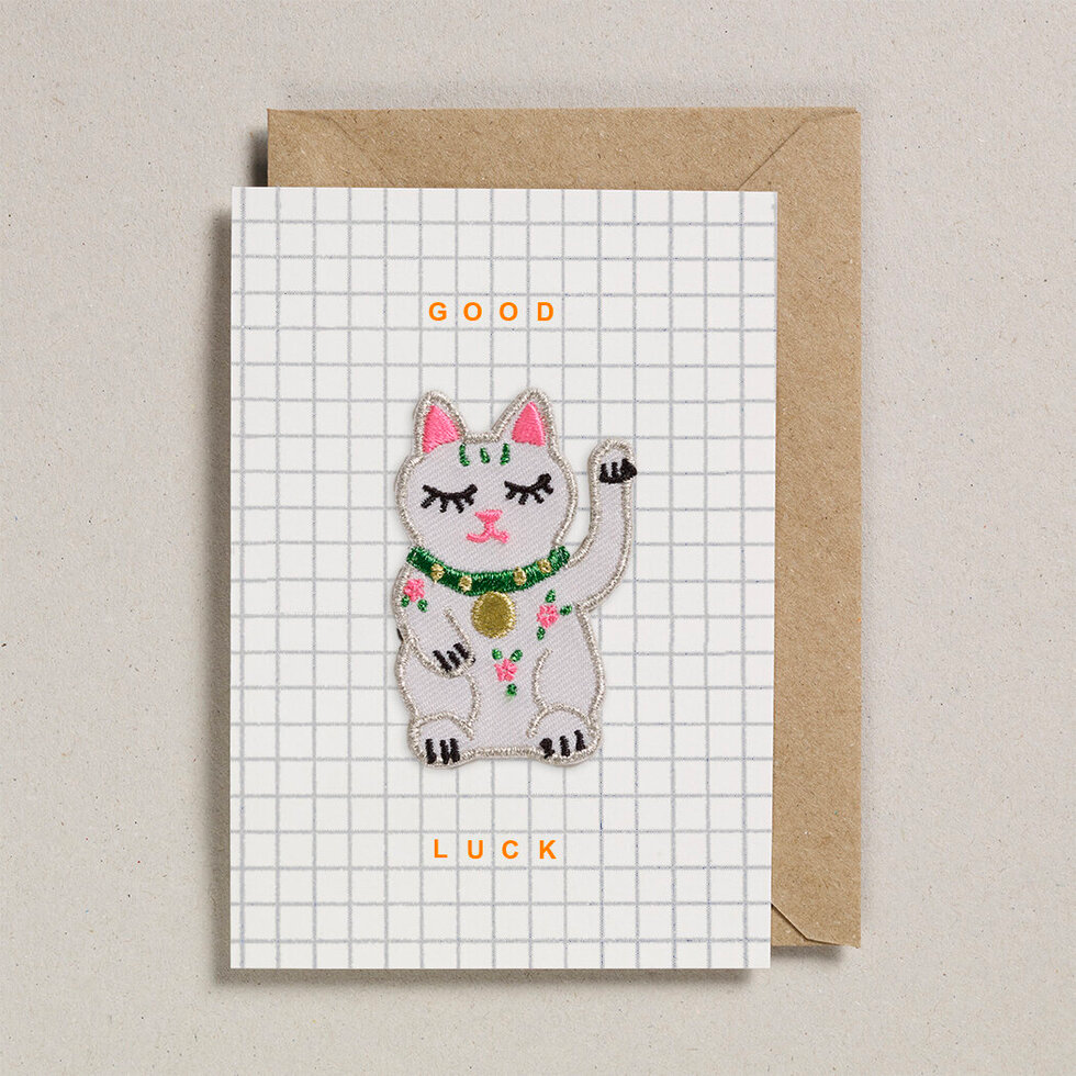Good Luck Lucky Cat Patch Card