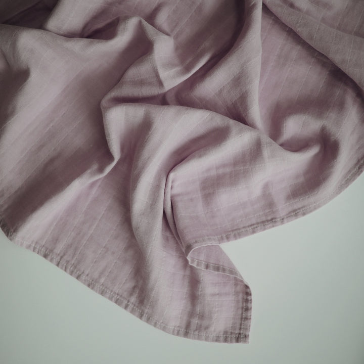 Organic Cotton Muslin Swaddle Blanket Soft Mauve