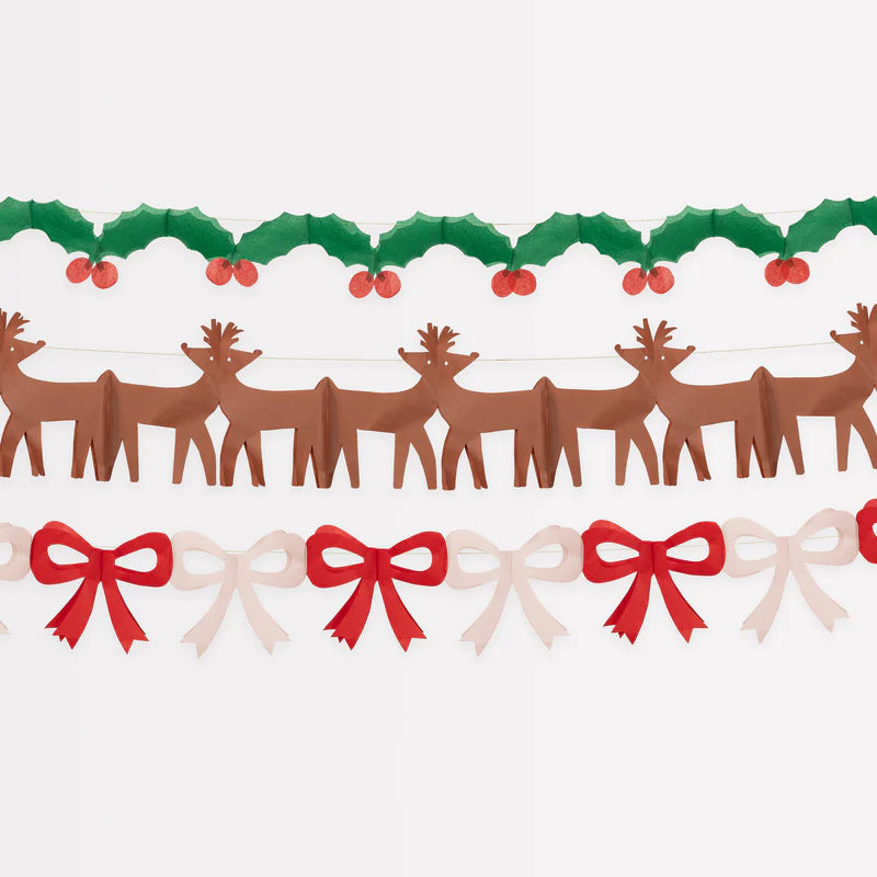 Tissue Paper Christmas Garlands S/3