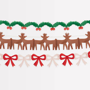 Tissue Paper Christmas Garlands S/3