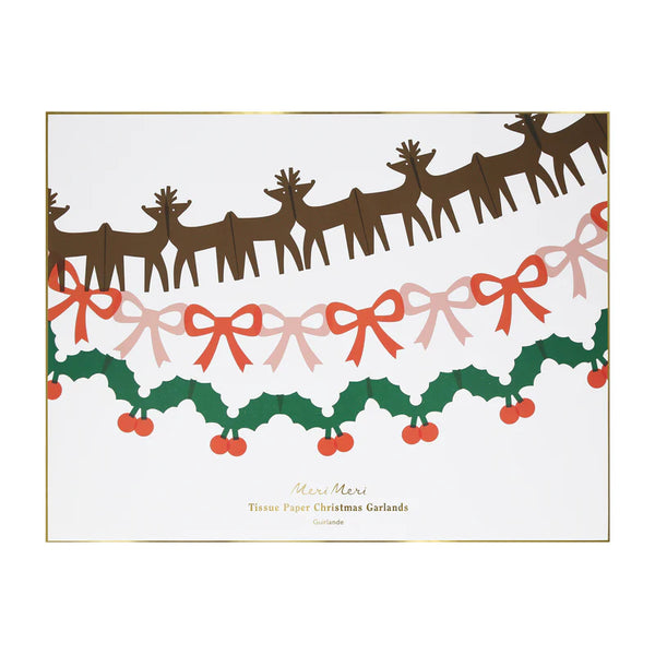 Tissue Paper Christmas Garlands S/3