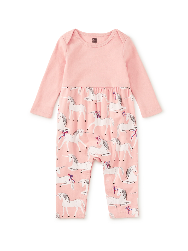 Print Mix Baby Romper - Royal Meadow Unicorns