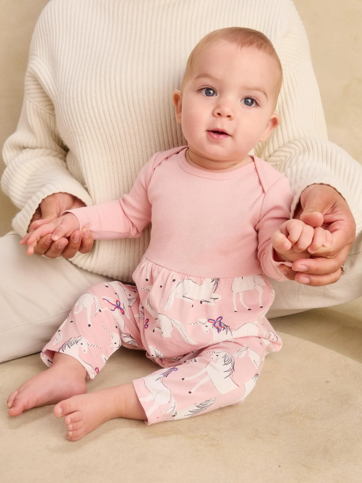 Print Mix Baby Romper - Royal Meadow Unicorns