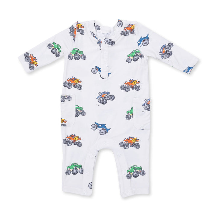 Uni Romper - Cream Monster Trucks