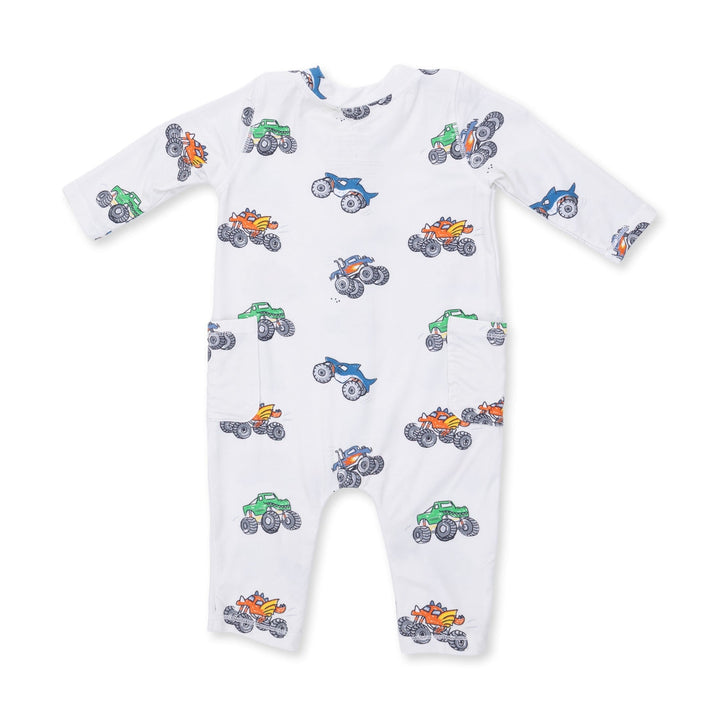 Uni Romper - Cream Monster Trucks