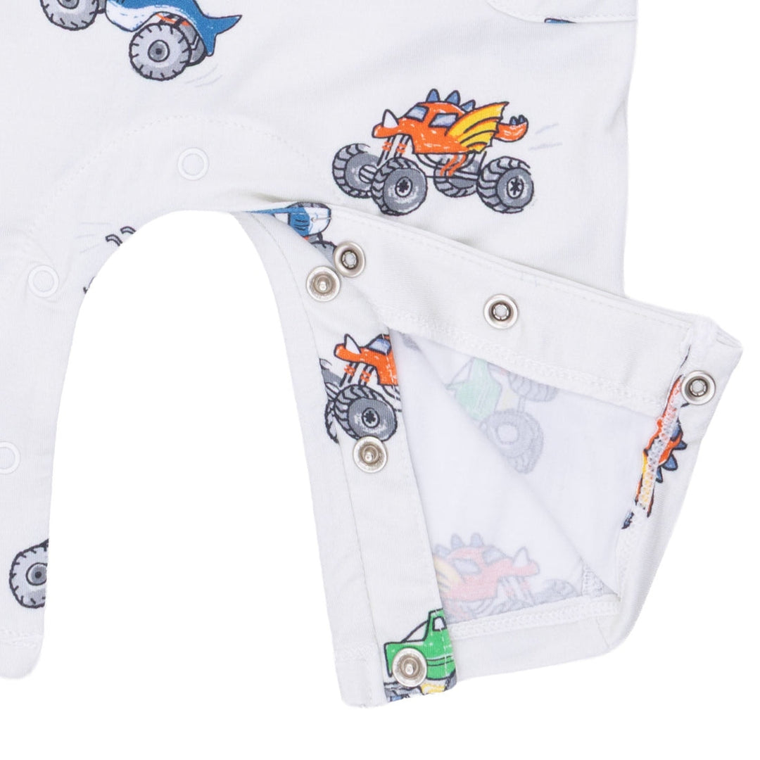 Uni Romper - Cream Monster Trucks